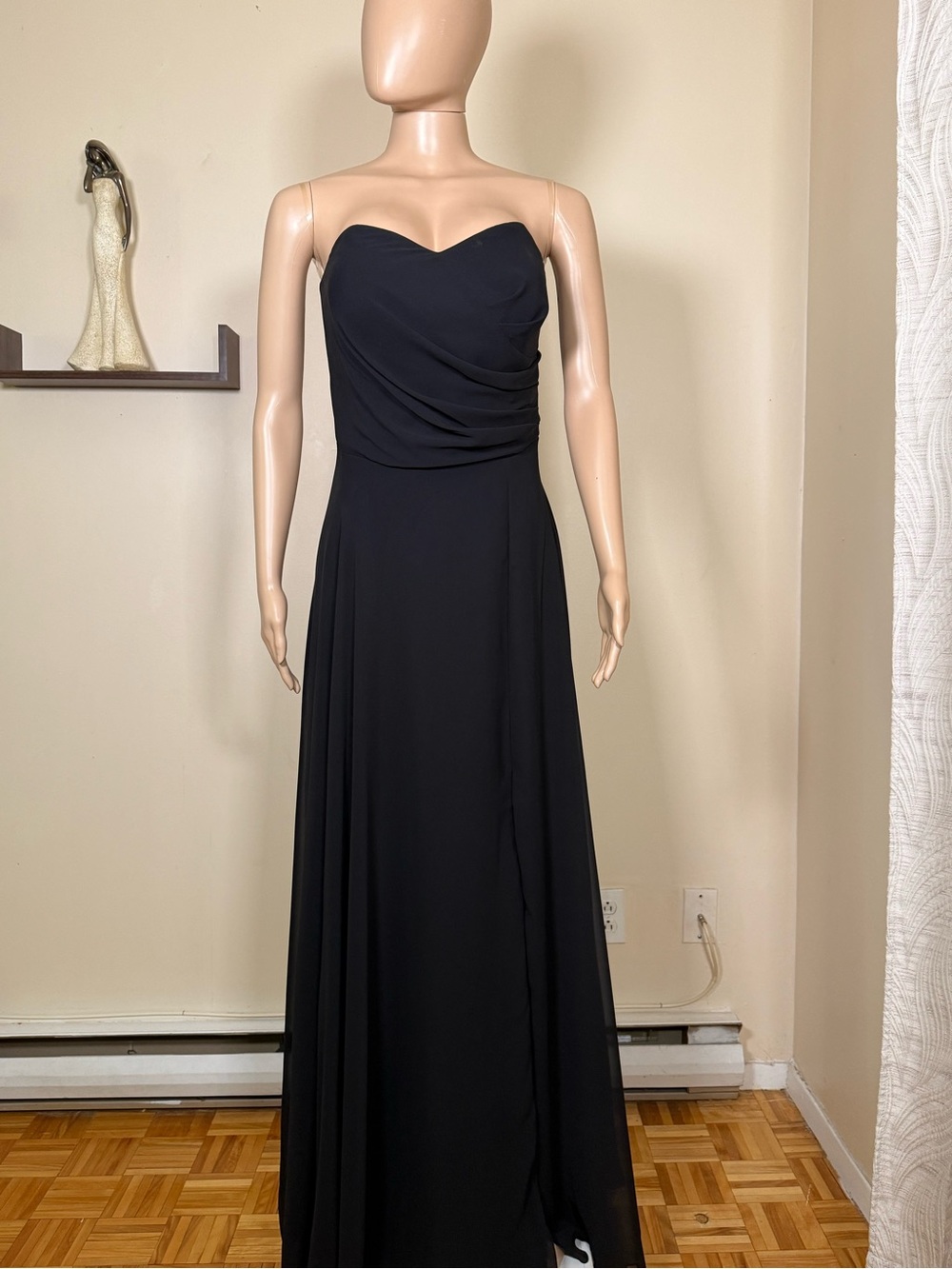 Elegant Black Strapless Evening Gown